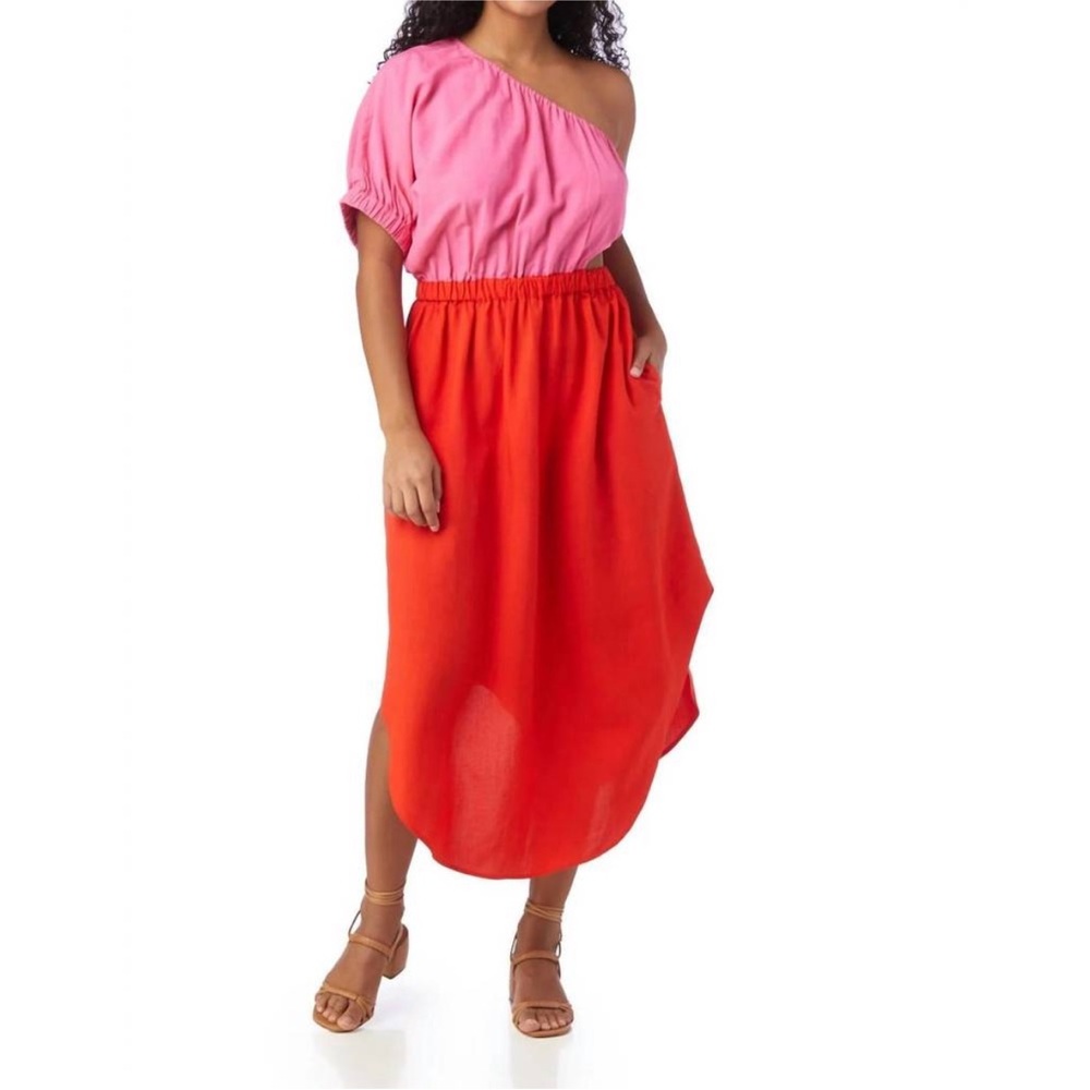 CROSBY by Mollie Burch One Shoulder Rio Dress in Bubblegum Cherry